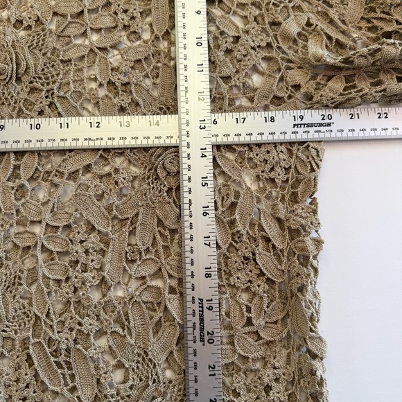 Crochet Lace Tunic Top Womens M Ecru Boho Beach Cottage Romantic - Picture 11 of 16